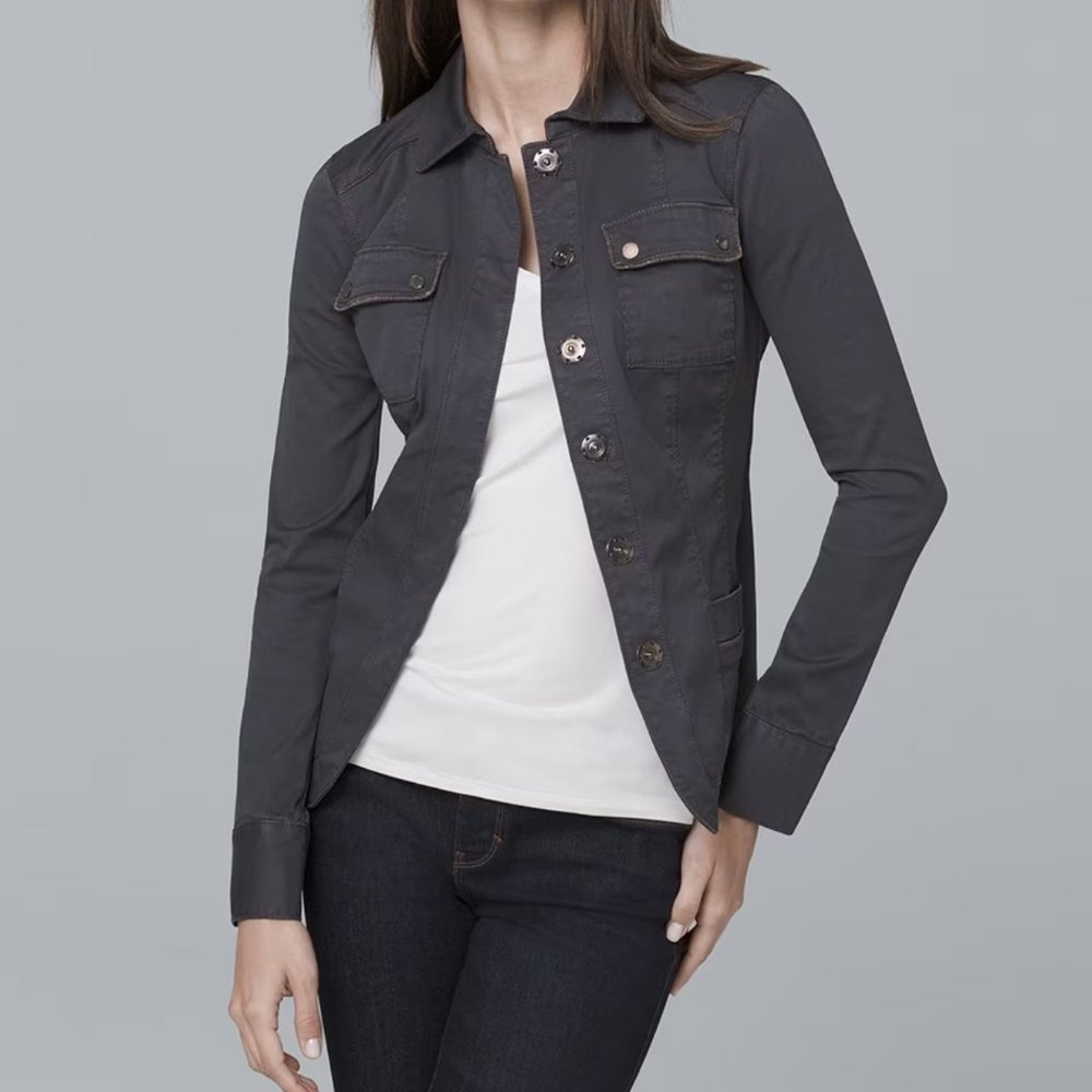 White House Black Market Ball Chain Washed Casual Jacket - Picture 2 of 7
